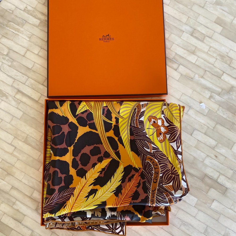 NEW HERMES YELLOW JAGUAR QUETZAL SILK
